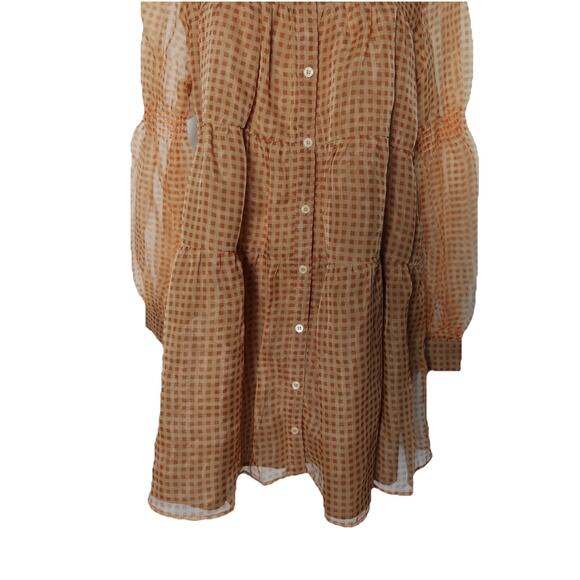 En Saison Gingham Organza Tiered Mini Dress Size M - Picture 3 of 14